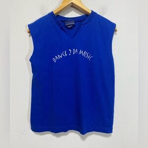 Basic Editions Women’s Medium Muscle Shirt “Dance 2 Da Music”- Cut Neckline